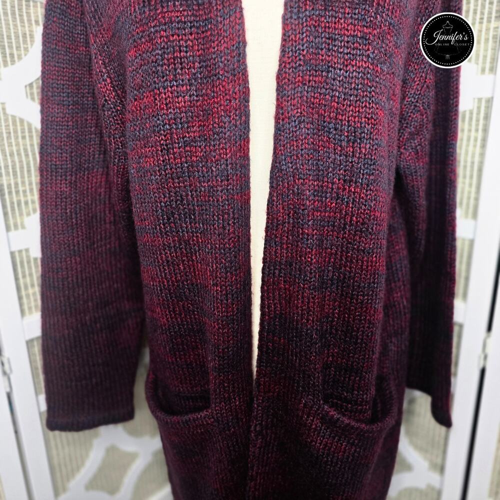 W118 by Walter Baker Red & Blue Soft Long Open Cardigan Size M - Picture 5 of 12